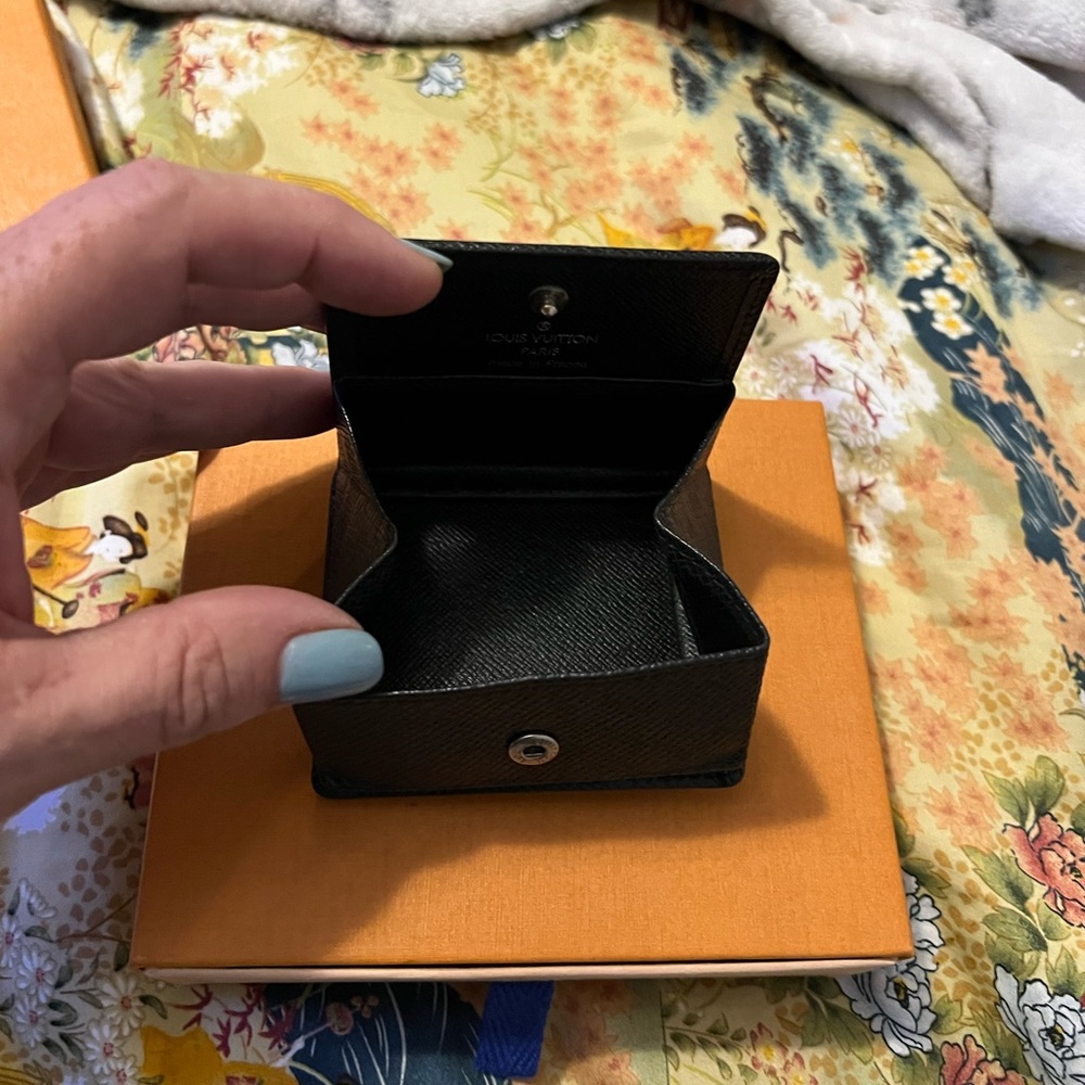Black epi leather coin purse